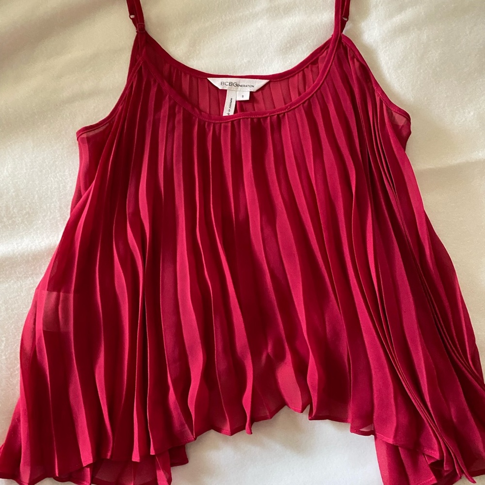 BCBG Red Pleated flared Cami - NWOT